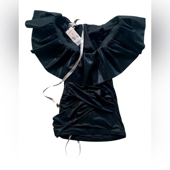 House of CB “Diana” Black Exaggerated Frill XS Dress - Picture 6 of 16
